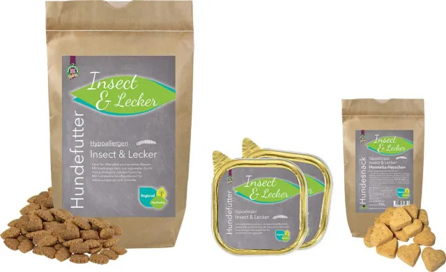 Bild: Schecker präsentiert Hundenahrung „Hypoallergen Insect & Lecker“ mit Insektenprotein als Proteinquelle