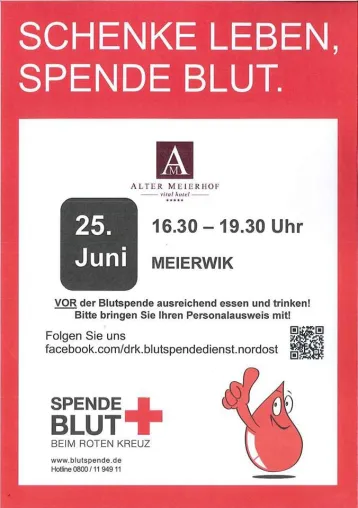 Bild: Blutspendeaktion im Vitalhotel Alter Meierhof