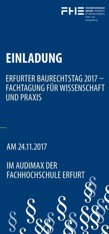 Flyer zum 1. Erfurter Baurechtstag (Fachrichtung Stadt- und Raumplanung, Fachhochschule Erfurt)