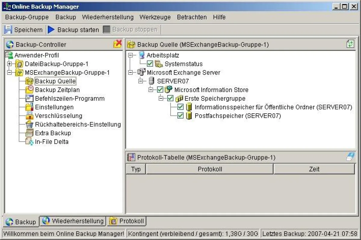 Bitpalast Online Backup sichert jetzt auch Exchange 2007 Server