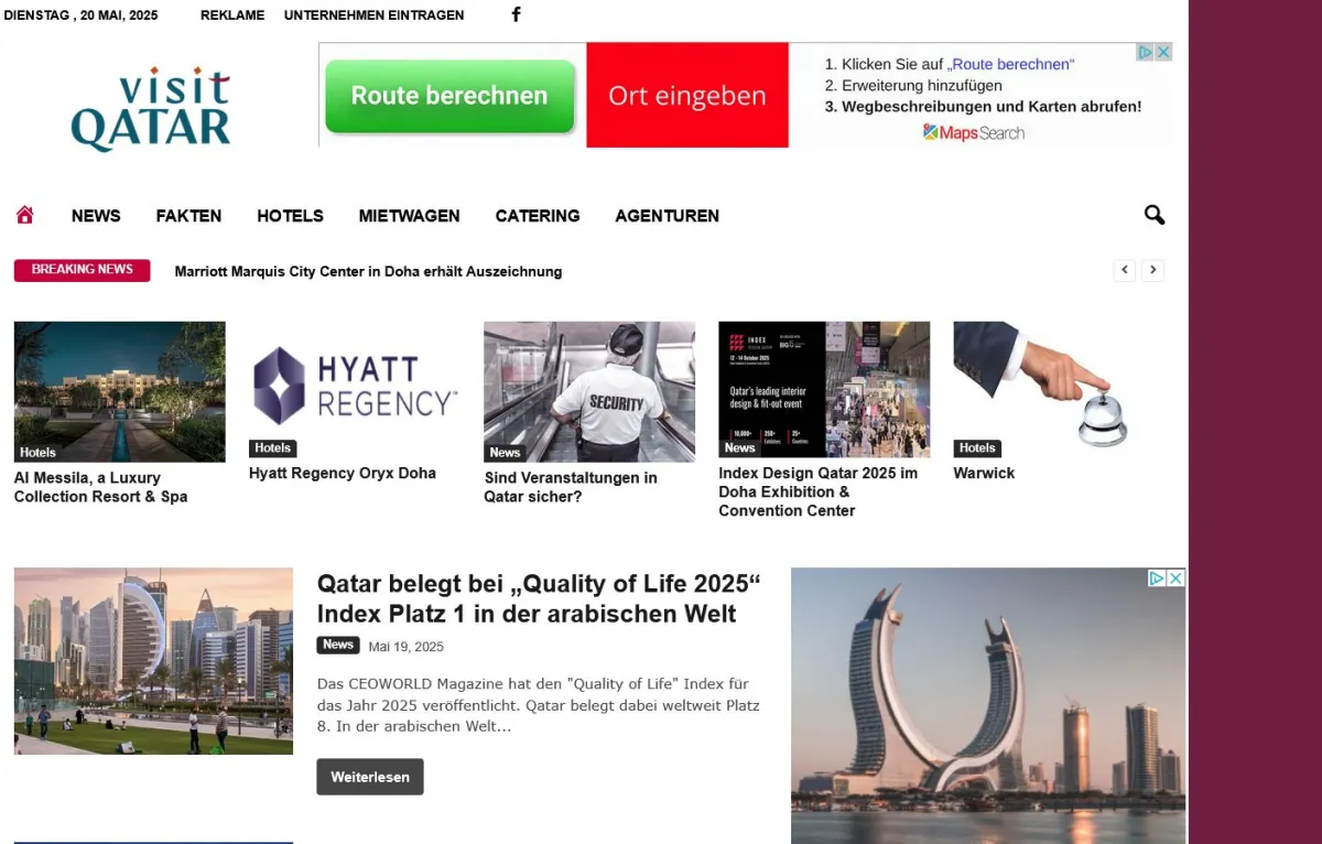 Screenshot der Qatar-Subdomain