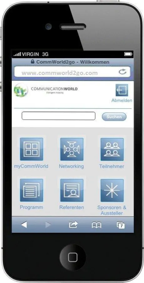 Screenshot der Smartphone-App zur Communication World