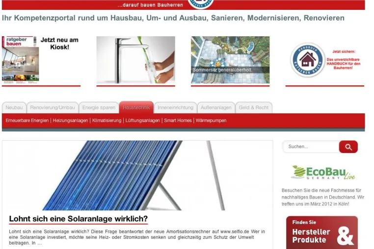 ratgeberbauen24.de – Das neue Kompetenzportal für Bauherren im Internet Bild: ratgeberbauen24.de – Das neue Kompetenzportal für Bauherren im Internet