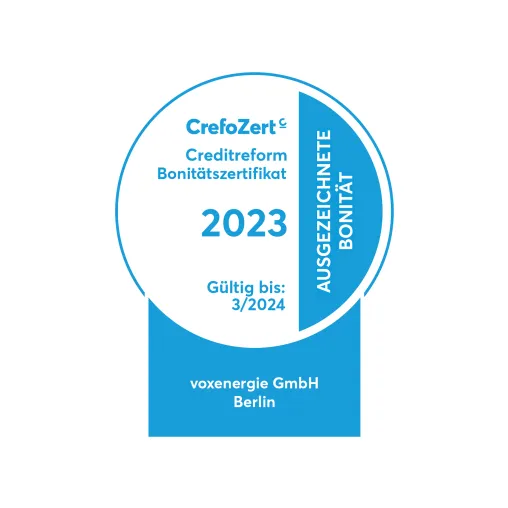 Die voxenergie hat eine "ausgezeichnete Bonität" vorzuweisen! Bild: Die voxenergie hat eine "ausgezeichnete Bonität" vorzuweisen!