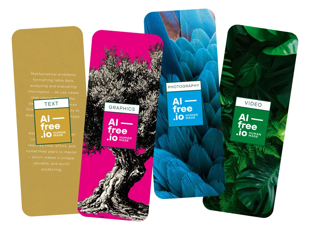 AI-free.io Labels für Text, Fotografie, Grafiken und Video (© Raphael Prinz)
