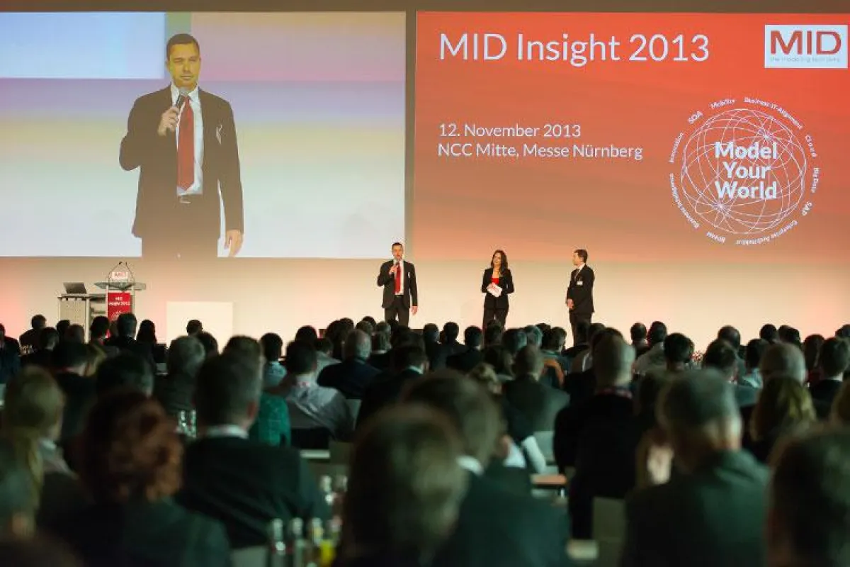 Eröffnung der MID Insight 2013 durch die Geschäftsführer Bertram Geck (li) und Jürgen Leuschel (re)