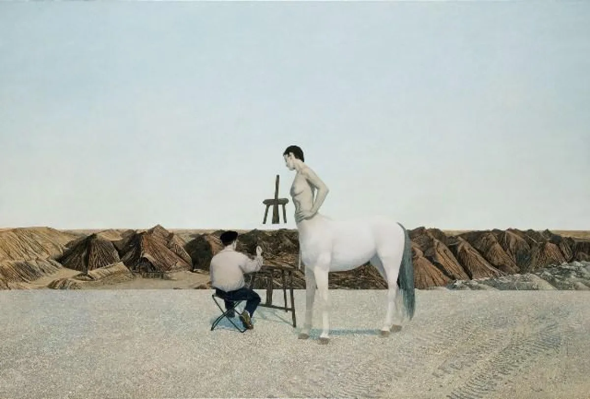 Erich Kissing, Am Stadtrand von Leipzig III, 1997-2002, Eitempera und Öl auf Hartfaser, 160 x 235 cm