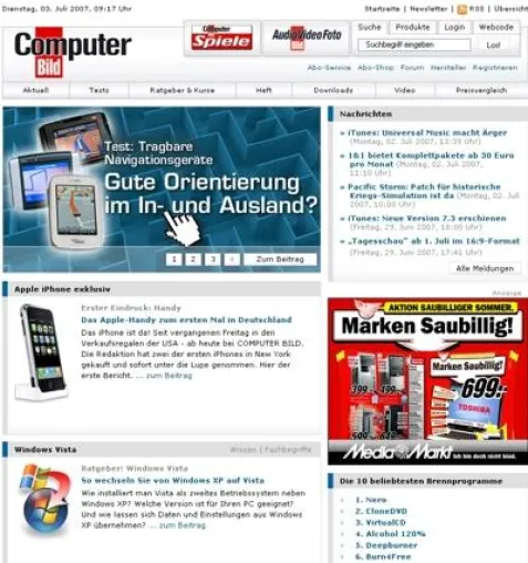 computerbild.de: Eine Website, drei Marktführer, ein Content Management System: InterRed Bild: computerbild.de: Eine Website, drei Marktführer, ein Content Management System: InterRed