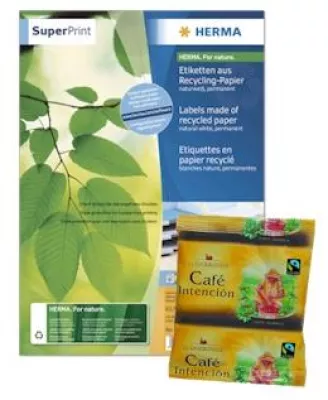 Bild: Büroetiketten aus naturweißem Recyclingpapier