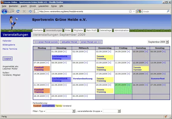Bild: VereinOnline: Die Vereinssoftware im Internet mit Online-Kalender und Mitgliederverwaltung