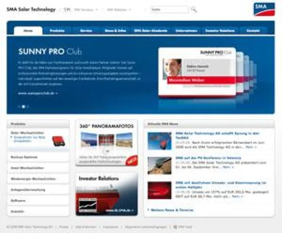 Bild: SMA Solar Technology AG erstrahlt mit neuer TYPO3 Webseite