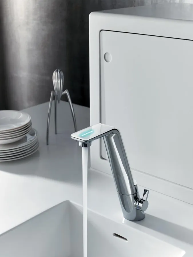 Flexibel und multifunktional: Die ALESSI Sense by HANSA. Foto: Hansa Armaturen GmbH