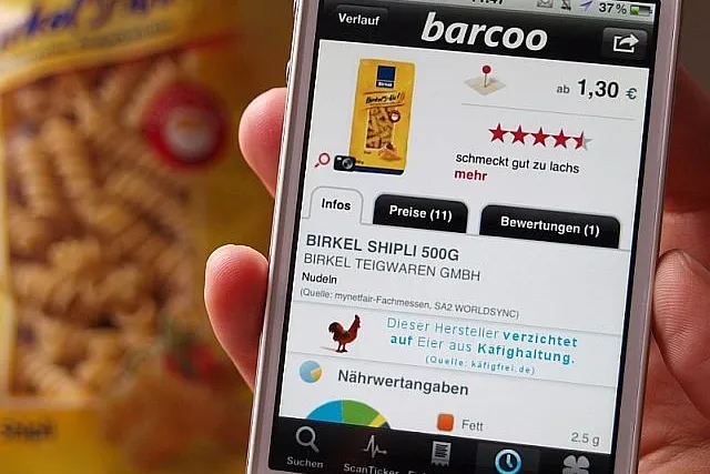 App barcoo erkennt käfig-ei-freie Lebensmittel Bild: App barcoo erkennt käfig-ei-freie Lebensmittel