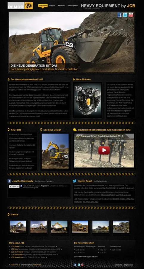 Die neue Website Heavy Equipment by JCB - the new generation