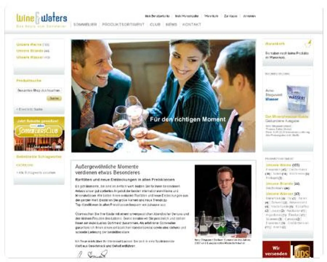 Magento-Shop von net4media: www.wineandwaters.de