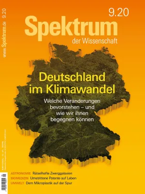 Bild: Spektrum der Wissenschaft mit neuen Serien zu »Klimawandel« und »Mikroplastik«