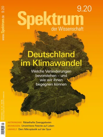 Bild: Spektrum der Wissenschaft mit neuen Serien zu »Klimawandel« und »Mikroplastik«