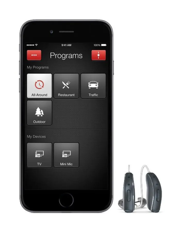 ReSound LiNX² mit der dazugehörigen ReSound Smart App (Foto: ReSound)