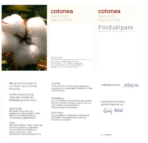 Cotonea: Ein Pass für Bio-Baumwollprodukte Bild: Cotonea: Ein Pass für Bio-Baumwollprodukte