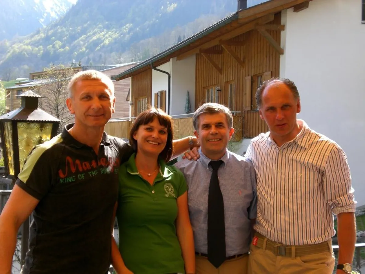 Valentin Tschebrukov (Gesundheitstrainer), Andrea Meyer (Hotel Valavier), Günter Spiesberger (Managementtrainer), Edi Meyer (Hotel Valavier)
