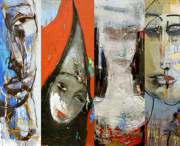 Bild: Malerei von Edward Belsky und Dimitri Vojnov - Gruppenausstellung "Kriegerinnen der Phantasie"