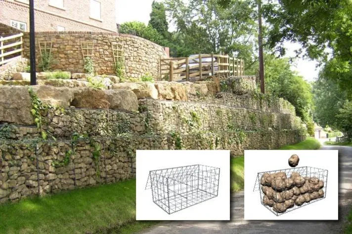 Bild: Gabionen als Böschungsschutz