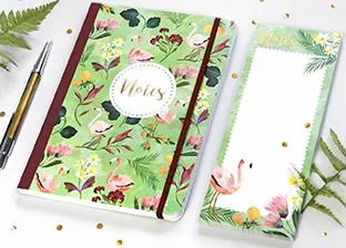 Bild: Aurélie Blanz illustriert neue Notizhefte und Notizblöcke im Trend Design Flamingo für den Grätz Verlag