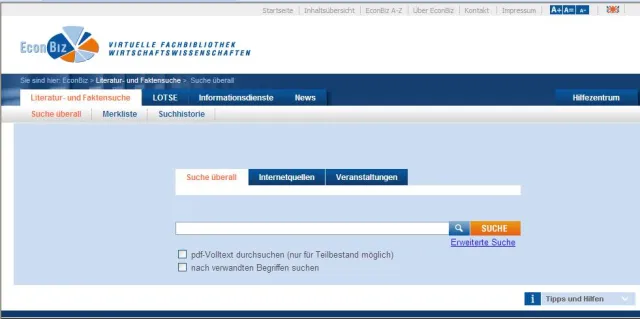 Die Suchmaschine für die Wirtschaftswissenschaften - EconBiz bekommt ein neues Gesicht Bild: Die Suchmaschine für die Wirtschaftswissenschaften - EconBiz bekommt ein neues Gesicht