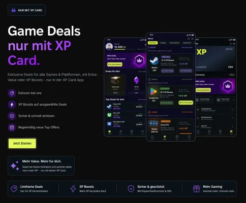 Bild: XP Card, die Kreditkarte für Gamer, erweitert Prämienlogik um Drops, Deals und Bundles (PS, Xbox, Steam)