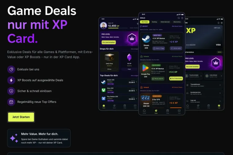 Bild: XP Card, die Kreditkarte für Gamer, erweitert Prämienlogik um Drops, Deals und Bundles (PS, Xbox, Steam)