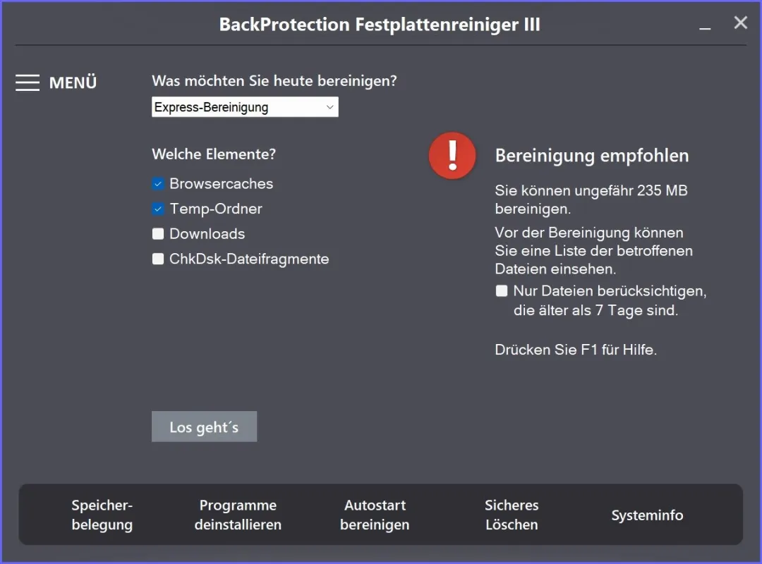 BackProtection Festplattenreiniger III (© 2026 JMMG Communications)