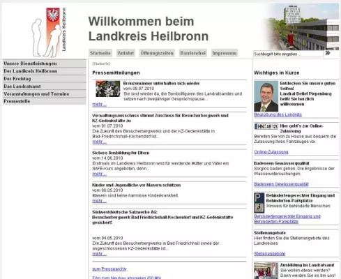 Modernes Design und viel Service für den Bürger – Neuer Internetauftritt des Landkreises Heilbronn Bild: Modernes Design und viel Service für den Bürger – Neuer Internetauftritt des Landkreises Heilbronn