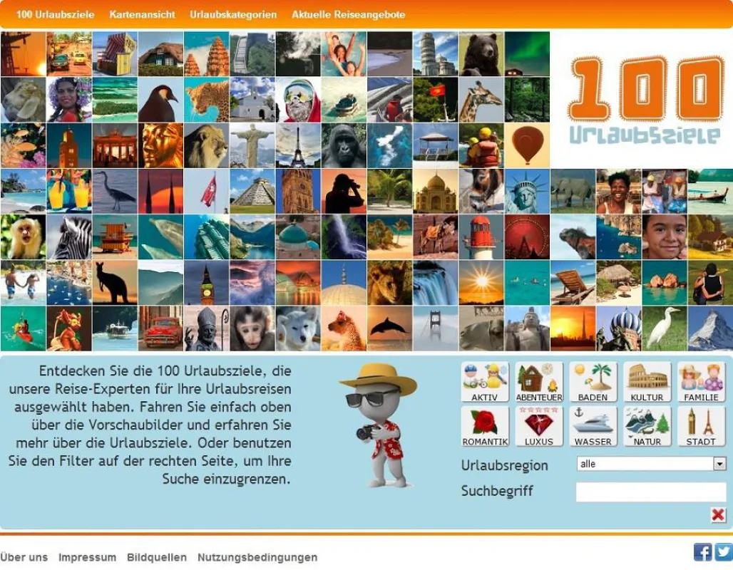 www.100urlaubsziele.de [Ansicht der Startseite]