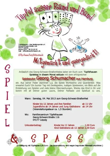 Spieletag in Leipzig-Leutzsch - "Tüpfel außer Rand und Band" Bild: Spieletag in Leipzig-Leutzsch - "Tüpfel außer Rand und Band"