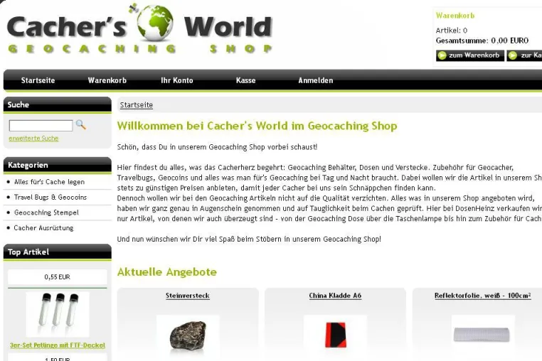 Neuer Geocaching Shop geht online Bild: Neuer Geocaching Shop geht online