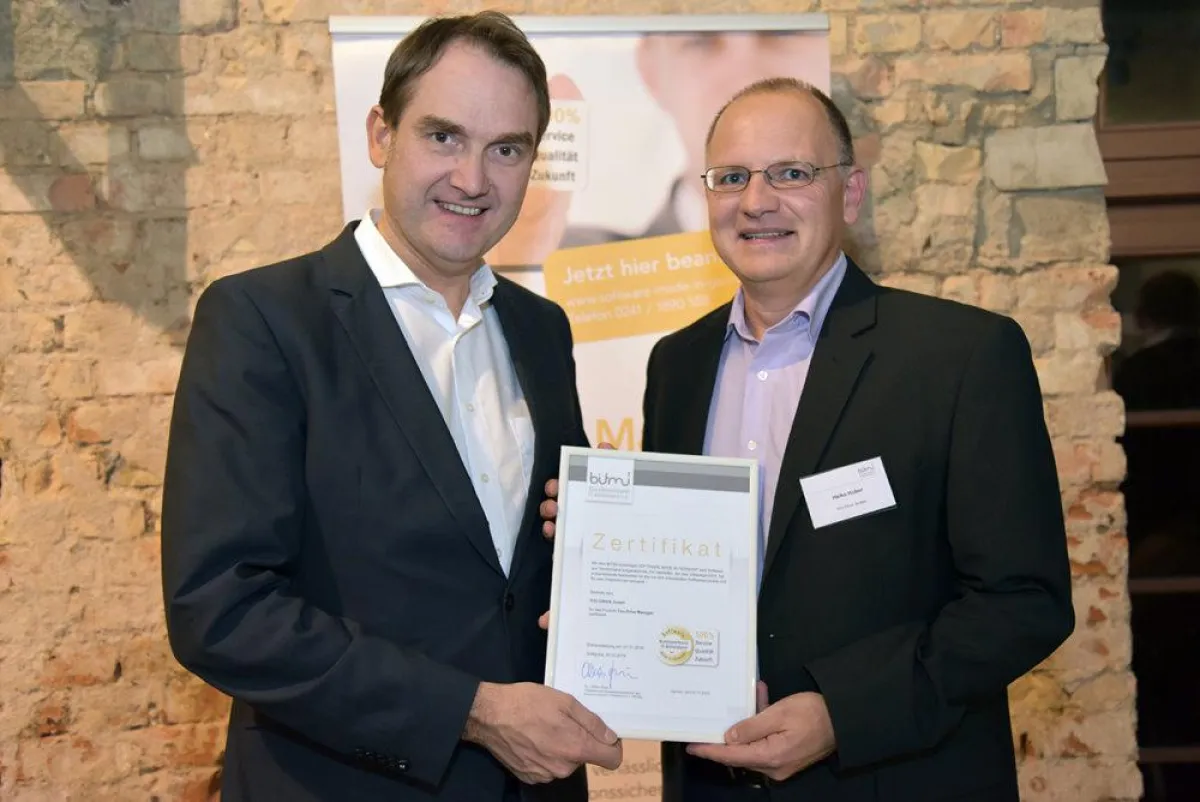 (v.l.) Dr. Oliver Grün, Vorstandsvorsitzender des BITMI und Heiko Huber, You-Drive GmbH