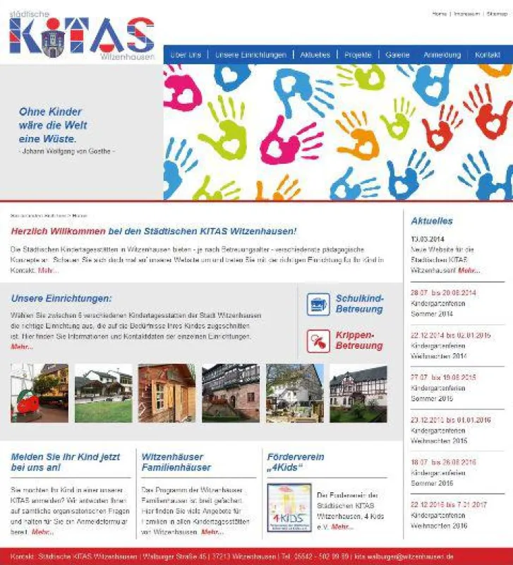 Neue Website für die Städtischen Kitas Witzenhausen