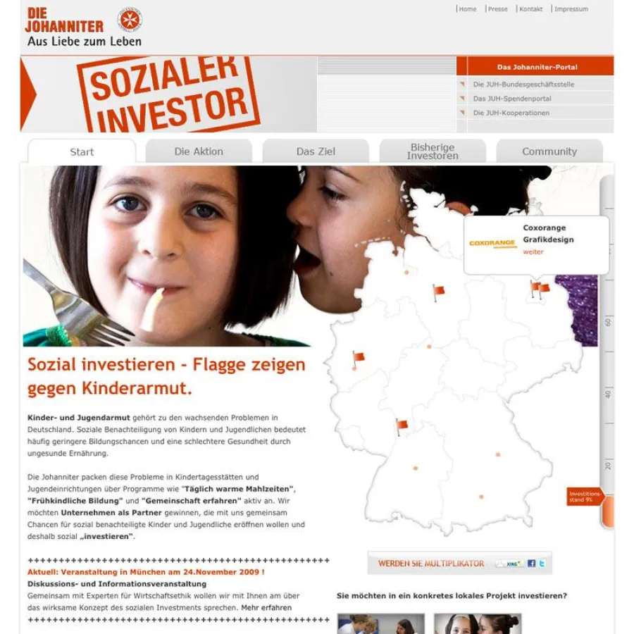 Die Startseite www.sozialer-investor.de