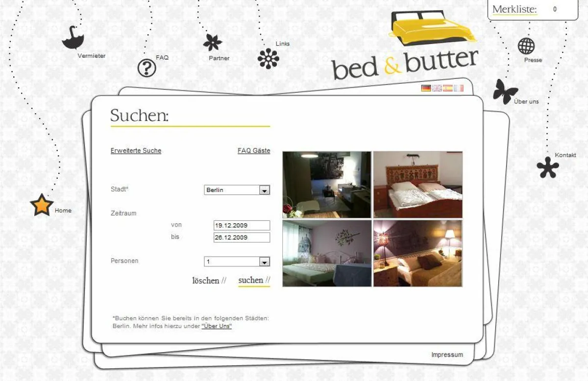 Bed and Butter - Per Mausklick ins passende Bett