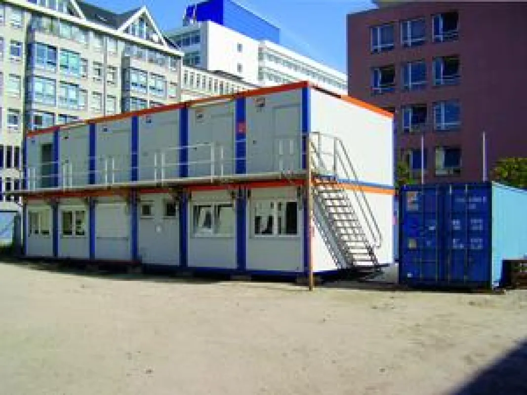 Mobile Raumsysteme von HKL BAUMASCHINEN im Einsatz beim Bau der Hamburger HafenCity.