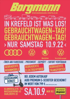 Bild: Autohaus Borgmann verschenkt e-Scooter zum Gebrauchtwagen-Tag in Krefeld