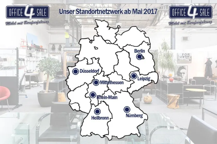 Bild: office-4-sale erweitert ab Mai 2017 das eigene Netzwerk der Büromöbel-Verkaufsstandorte
