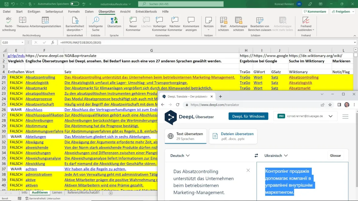 Die Arbeitsmappe zum Fachvokabular von Industriekaufleuten (© Konrad Rennert)