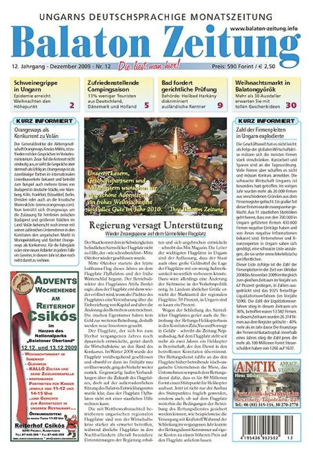 Balaton Zeitung, Ausgabe Dezember 2009