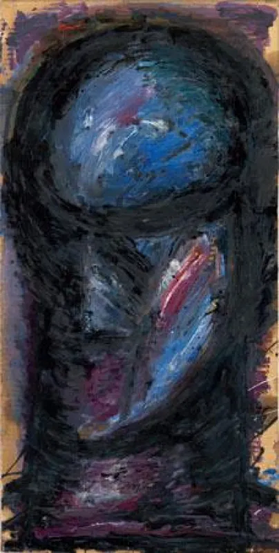 Kopf, 2010, Öl/Karton, 72 x 36 cm © Lothar Böhme und Roman März