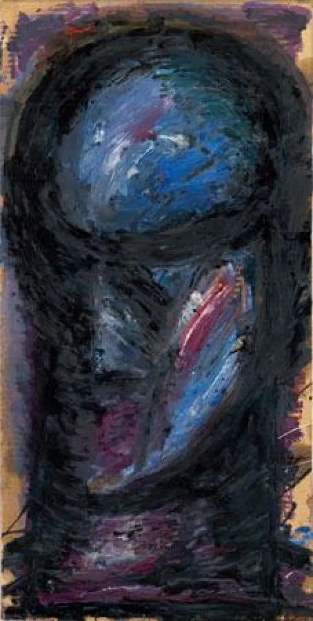 Kopf, 2010, Öl/Karton, 72 x 36 cm © Lothar Böhme und Roman März