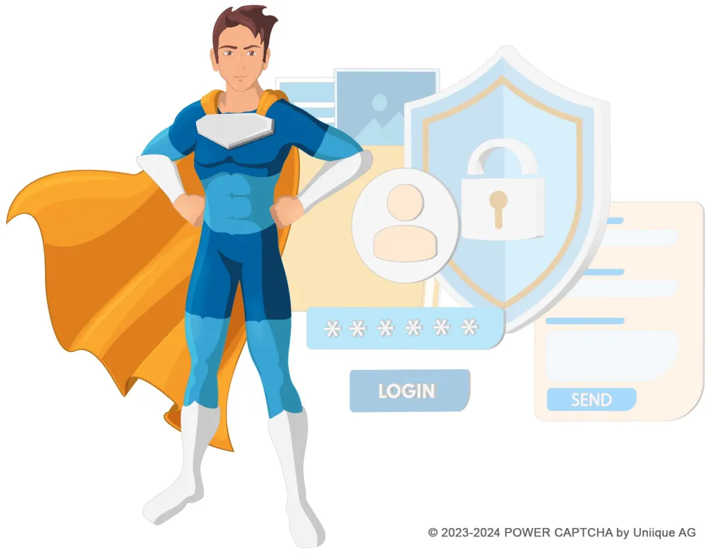 POWER CAPTCHA - Schutz vor Bots und Hackern (© 2023-2024 POWER CAPTCHA by Uniique AG)