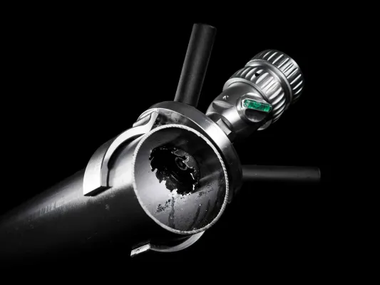 Bild: Norwegische Rohrbohrmaschine für den Sprinklerbau: weniger Kraftaufwand, mehr Zeitersparnis
