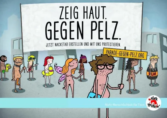 Bild: Parade nackter Avatare zeigt Haut gegen Pelzmode / VIER PFOTEN startet virtuellen Protest vor Moderiesen