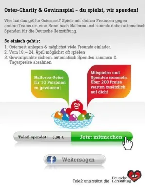 Bild: Spielen, Spaß haben, spenden: Tele2 startet Oster-Charityaktion für die Deutsche Herzstiftung